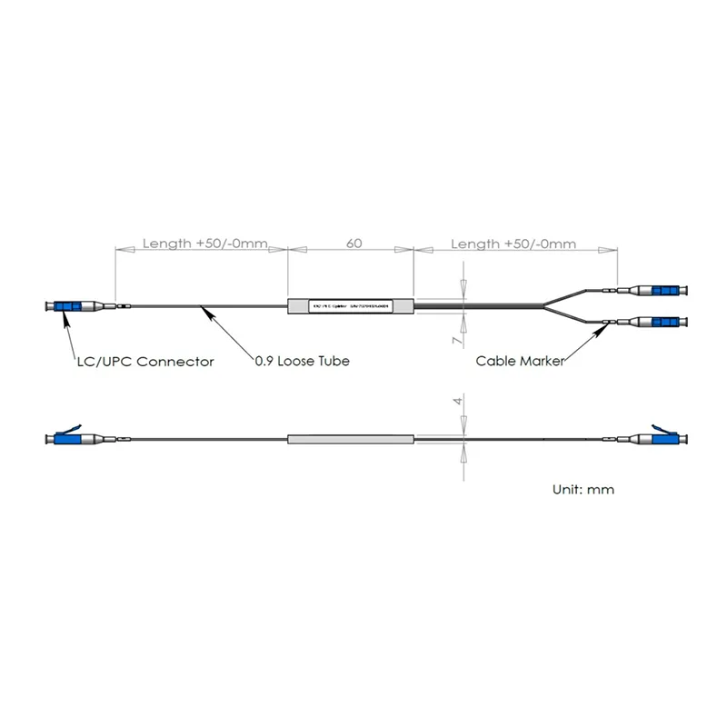 1*2 Splitter PLC cu conector LC/UPC