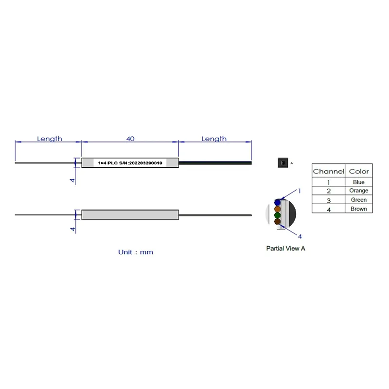 1*4 1*8 Splitter PLC (tip de fibră goală)